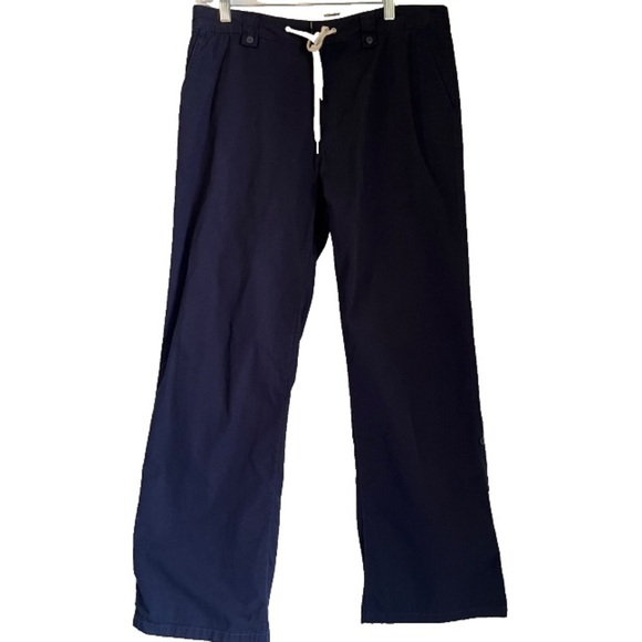 NWOT Tommy Hilfiger Navy Drawstring Pants Sz 8 Roll Cuff Chino Nautical Preppy - Picture 1 of 7